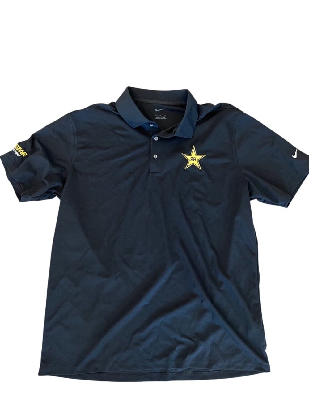 Nike Black Polo Shirt Rockstar Energy Embroidered Logo Men's Size L NWT